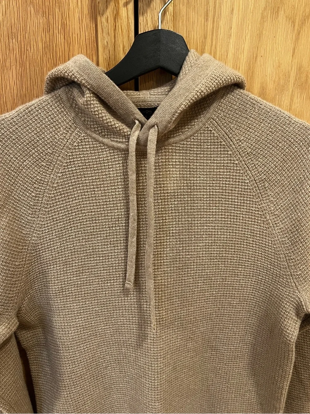 J. Crew Cashmere Waffle Knit Hooded Sweater Heather Sand Size XS NWT Cozy Lounge